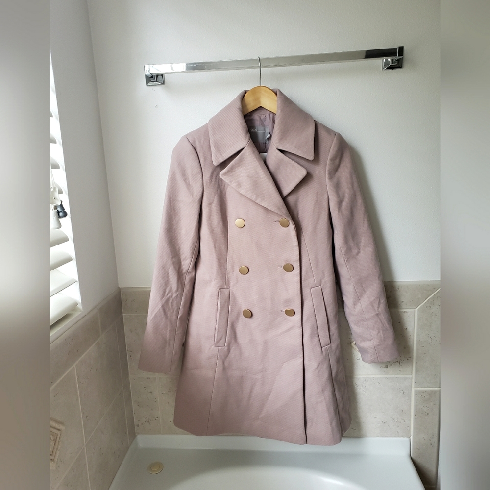Asos blush pink pea coat w/ gold buttons, Size 4